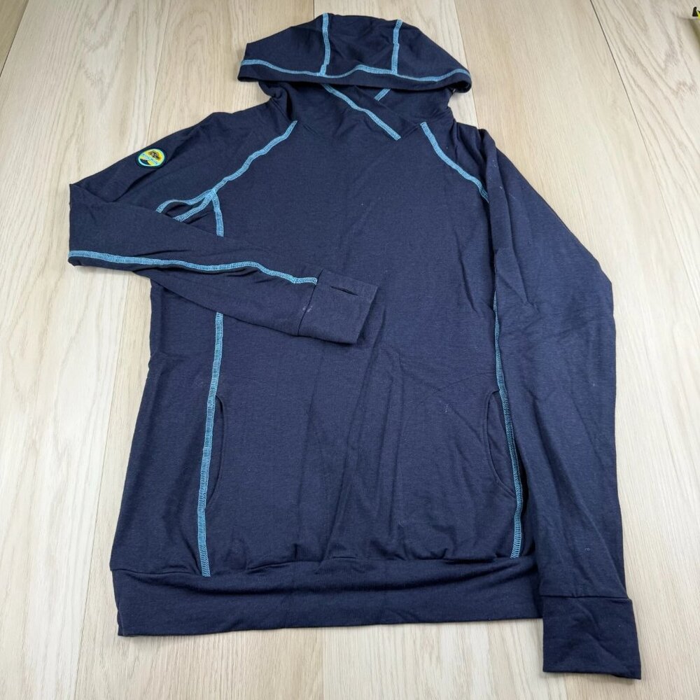 Wears Woody Womens Blue Lightweight Performance Pullover Hoodie Size Medium